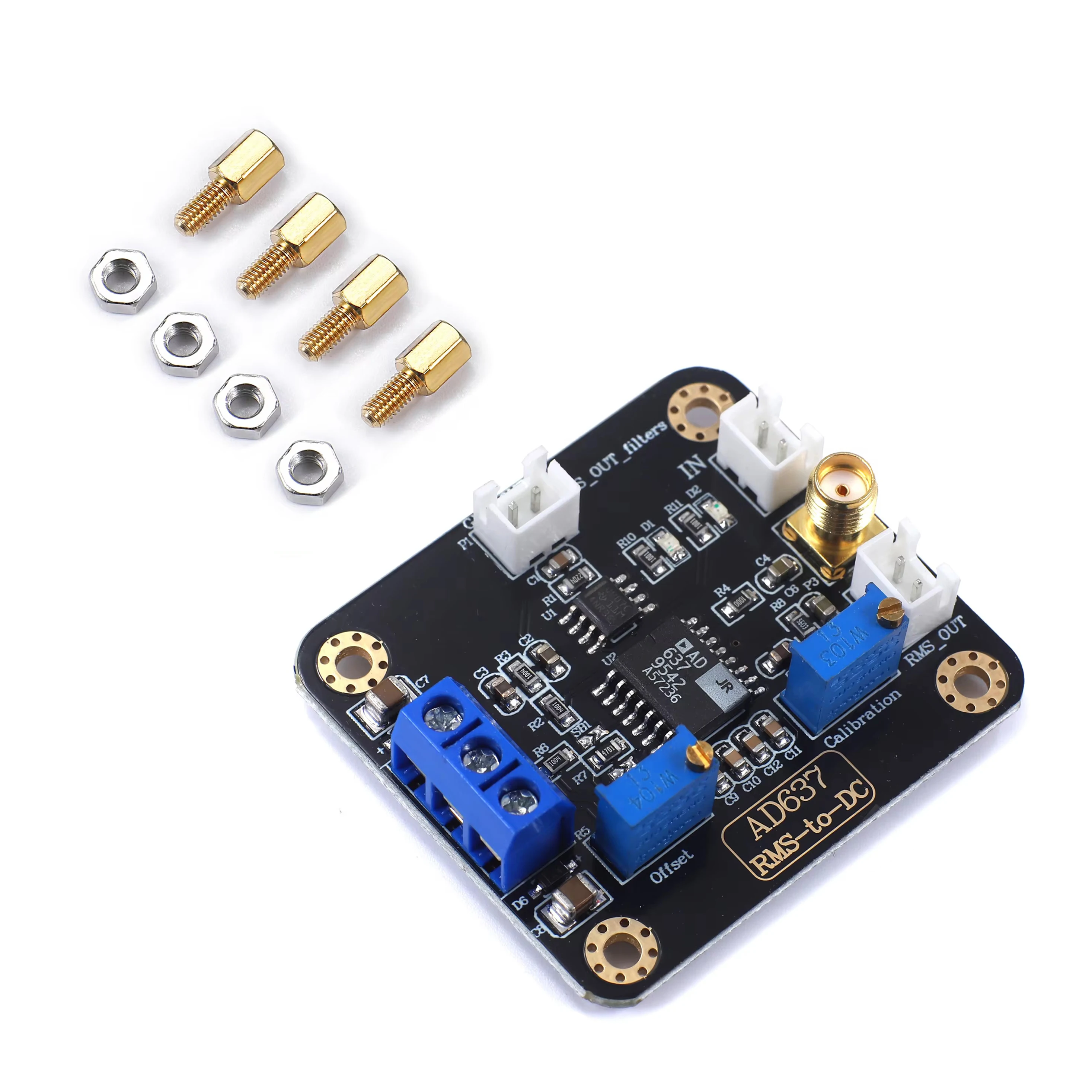 وحدة AD637 وحدة كشف RMS وحدة كشف الجهد الذروة إخراج جهد تيار مستمر مع وظيفة مرشح تمرير منخفض لوحة تجريبية