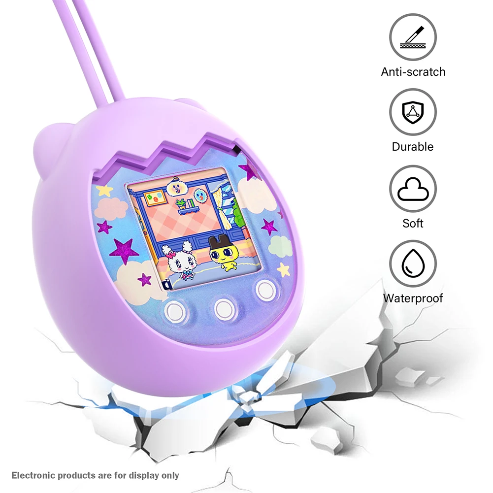 실리콘 전체 보호 커버 만화 동물 모양의 종합 보호 케이스 Tamagotchi Pix 용 끈으로 긁힘 방지