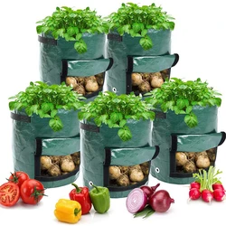 Casual Style Garden Grow Bags for Vegetables, Thicken PE Cloth Planting Container with Accessory Components, Self-Adhesive Flap