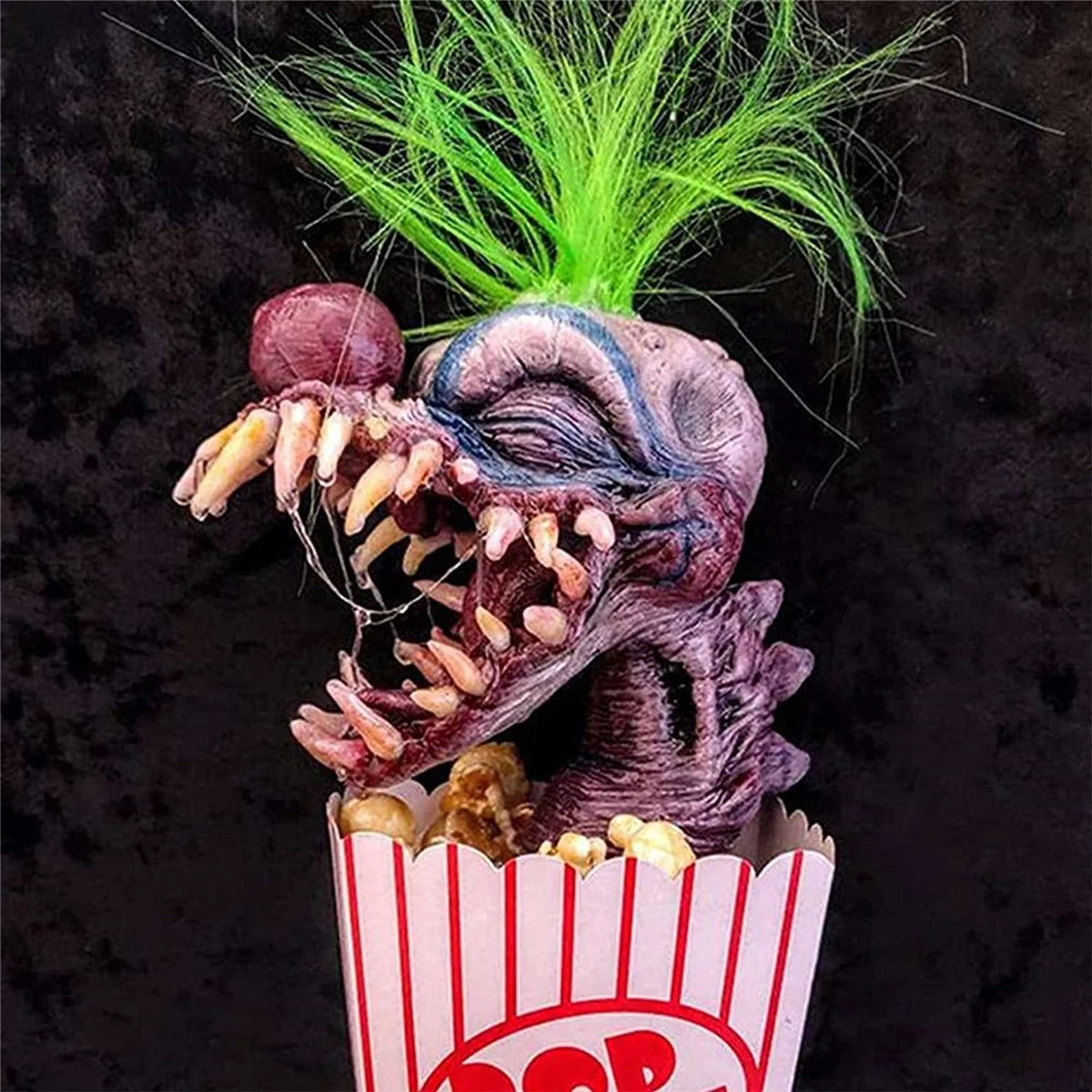 Escultura de palhaço nn89r, decoração de palhaço de halloween, palhaço de pipoca assustador cabeça de palhaço estátua de resina artesanato palhaço do espaço verde