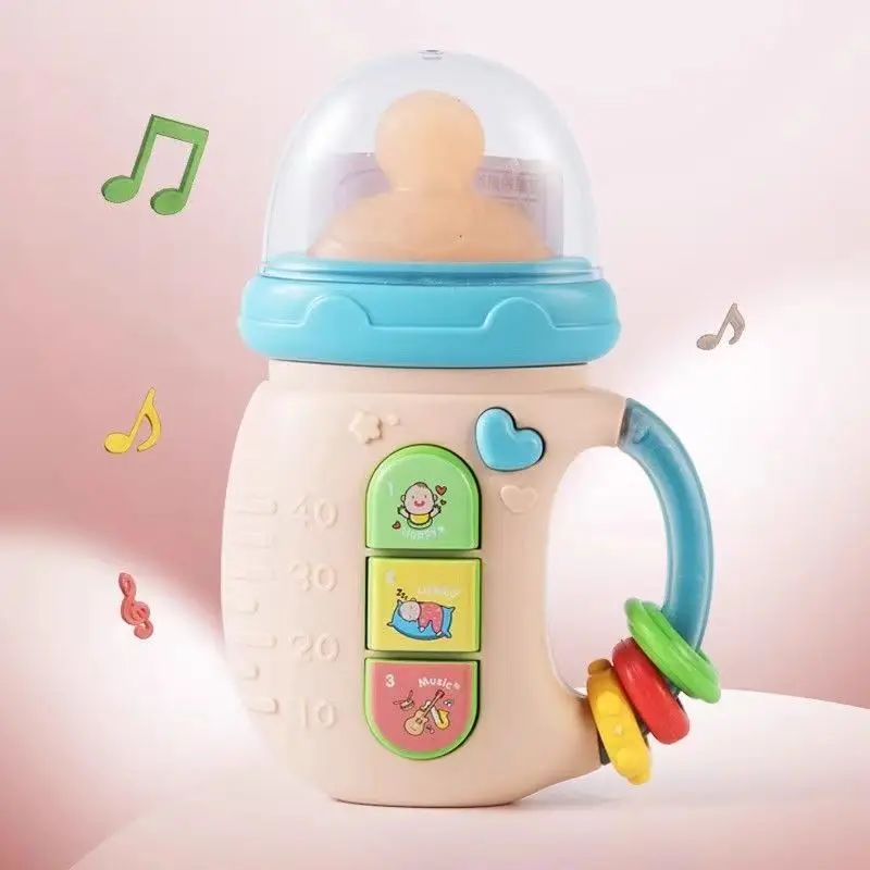 Educational Rattles Music Feeding Bottle Night Light Sooth Vocal Pacifier Newborn Soft Teether Mobile Baby Milk Drink Toy Gift