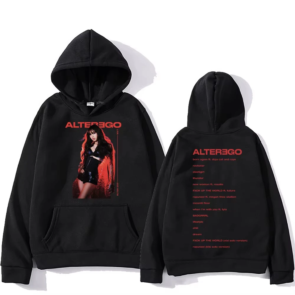 LISA Alter Ego Hoodies Kpop LISA ملابس جديدة للنساء والرجال موضة الجرونج الجمالية البلوز عادية Y2K الخريف الشتاء البلوفرات #1