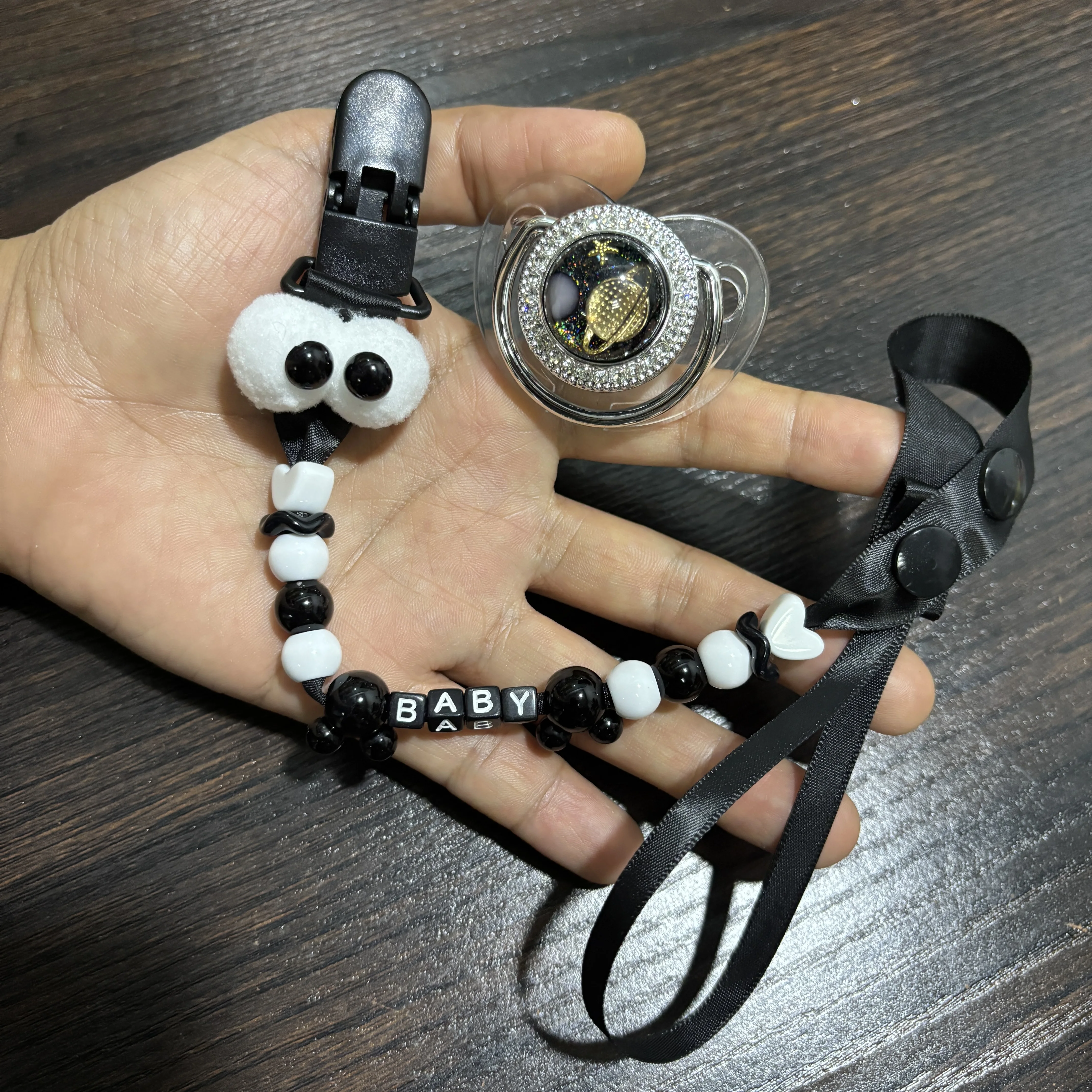 Custom Name Pacifier Matching Clip Set  Silicone Teething Nipple Newborn Cute Soother Anti Lost Dummy Chain Infant Shower