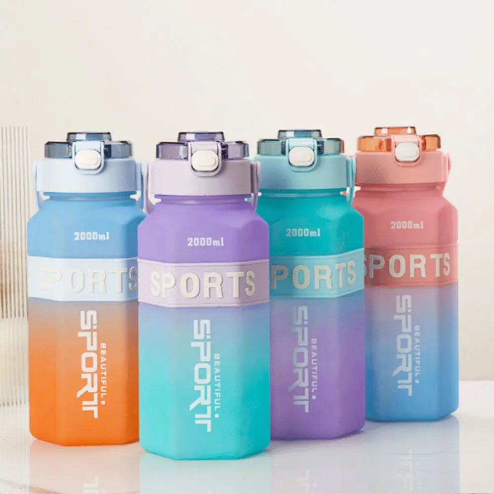 Hexagon 2 Liter Sports Water Bottle PC Frosted Leak Proof Colorful Cup Portable Large Capacity Fitness Sports Kettle Fitness