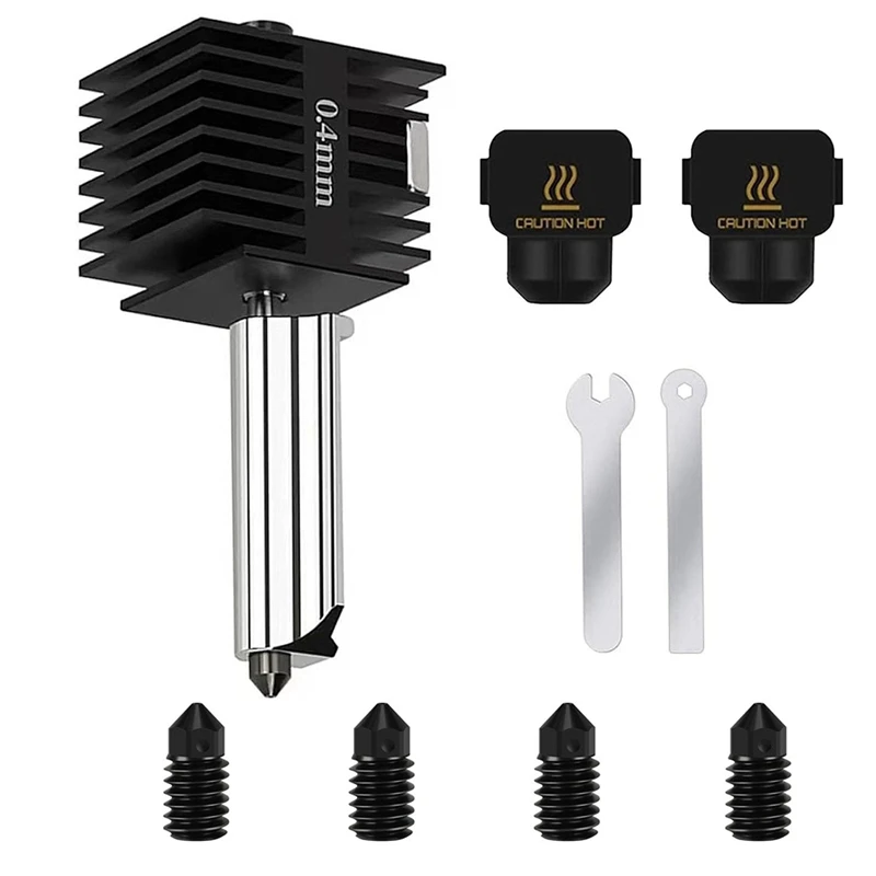 NEW-Upgrade A1/A1 Mini 0.4Mm Hotend Kit, With Extra 2Pcs Silicone Sock, 1Pcs Extra 0.2Mm, 0.4Mm, 0.6Mm, 0.8Mm Nozzle