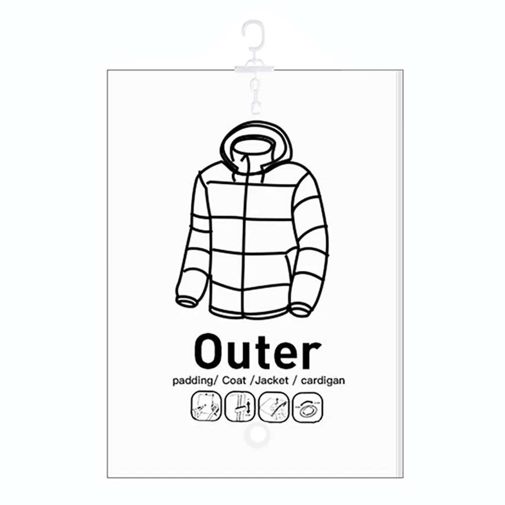 Hang Transparent Vacuum Bag Reusable Clothes Compression Storage Bag Space Saving for Clothes Down Overcoat