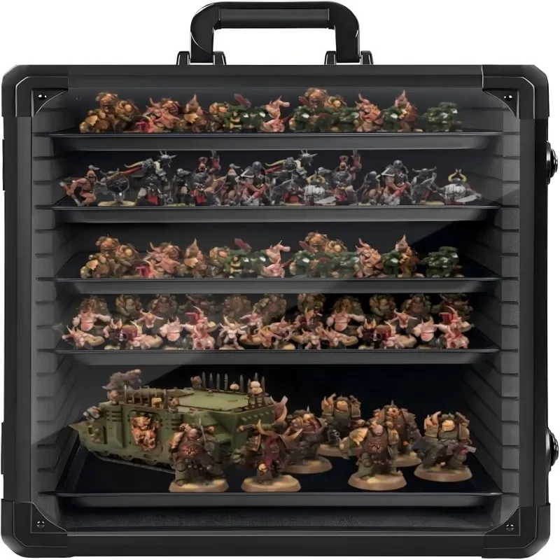 Foreign trade cross-border black transparent model display cabinet large capacity can be stored figure toolbox portable