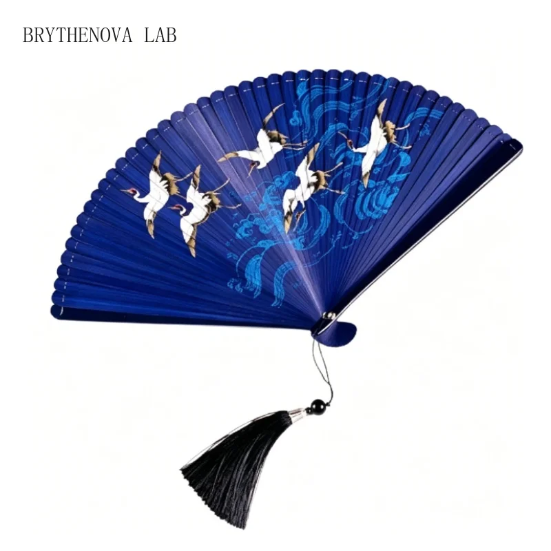 Full Bamboo Fan Carving Hollowed Out Japanese Style Antique Folding Xianhe Fan Classical Hanfu Compact Dance Portable Gift