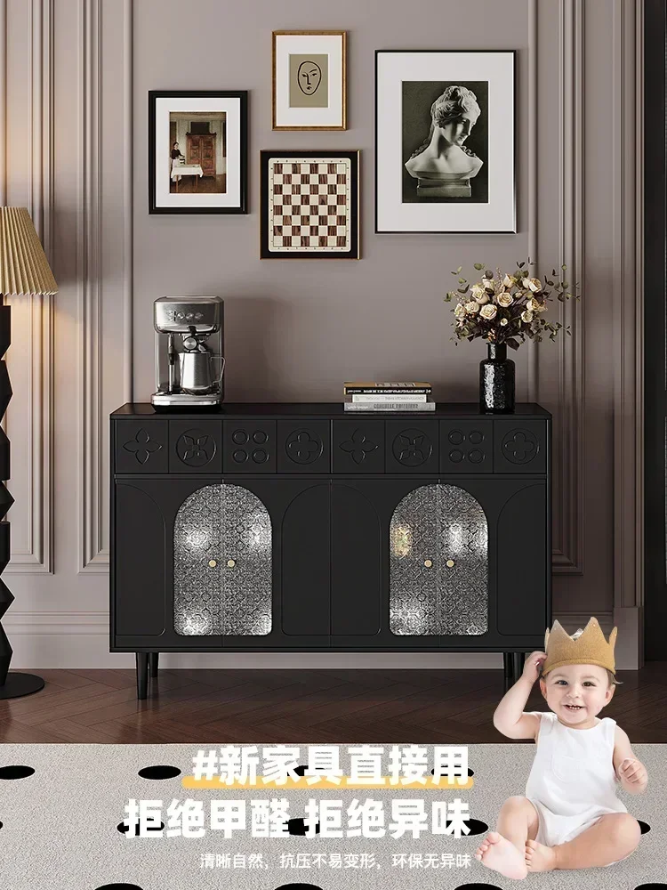 

Ultra-Thin Household Storage Large Capacity Tea Curio Cabinet Black Aisle Hallway Storage Cabinet