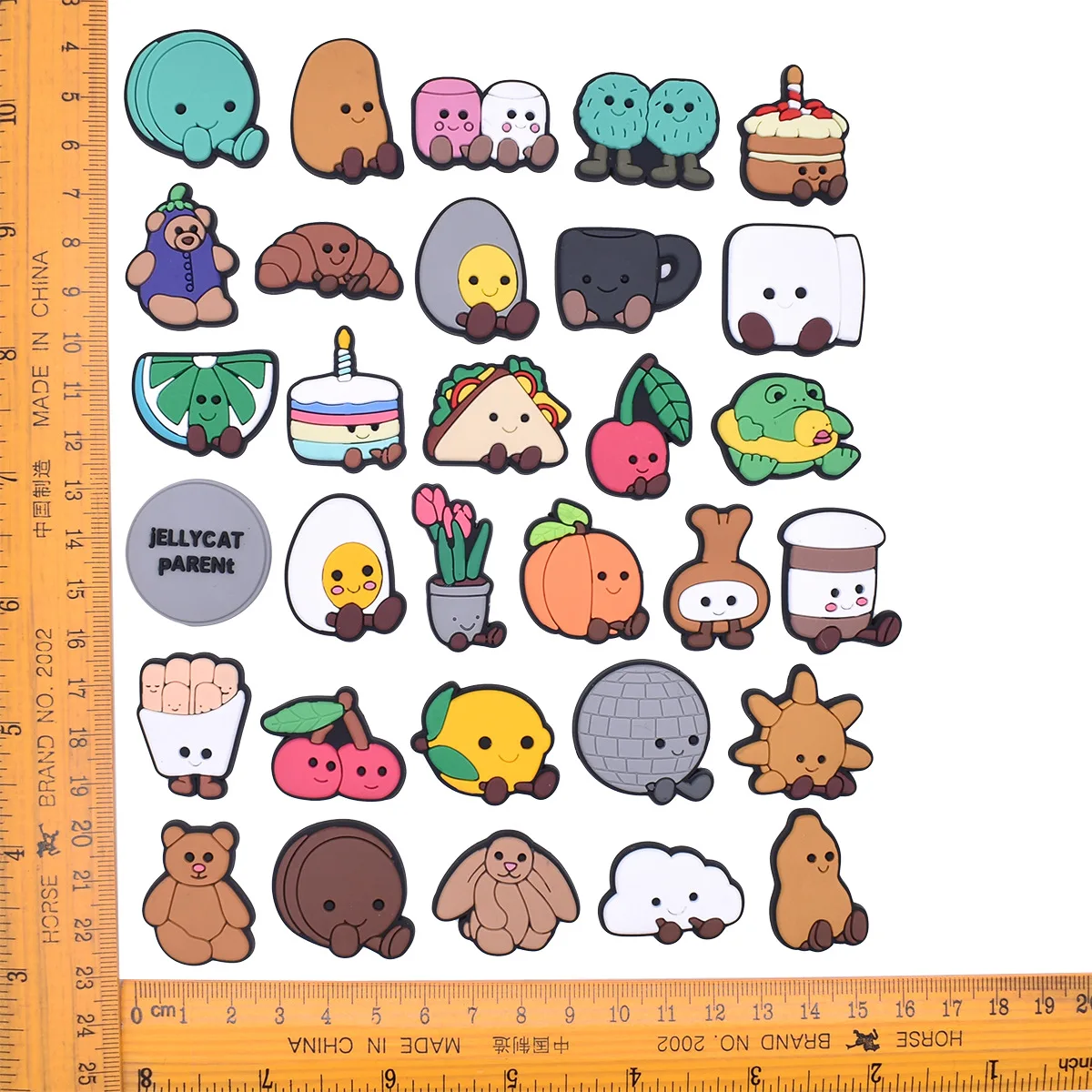 Cute Food Fruit Animal Hole Shoe Charms PVC Clog Buckles, Cartoon Breakfast Dessert Bunny Bear DIY Sandal Soft Rubber Decor