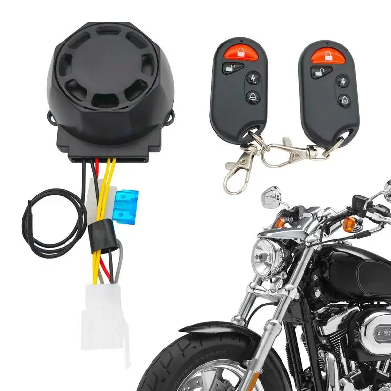 Motorcycle Security Alarm System 12V Anti-Theft Wireless Remote Control 120dB Speaker Vibration Alarm Double Flash Function