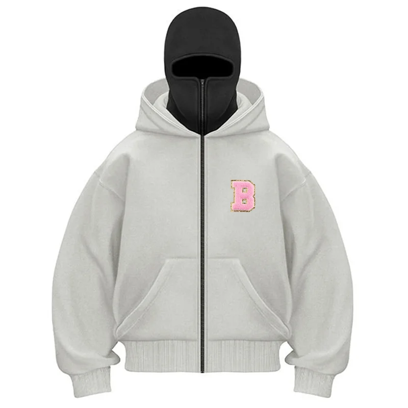 

Y2K Ninja zipper gray hoodie Sweater Harajuku Streetwear Unisex Aesthetic Clothing Retro Cotton Pullover In Autumn And Winter