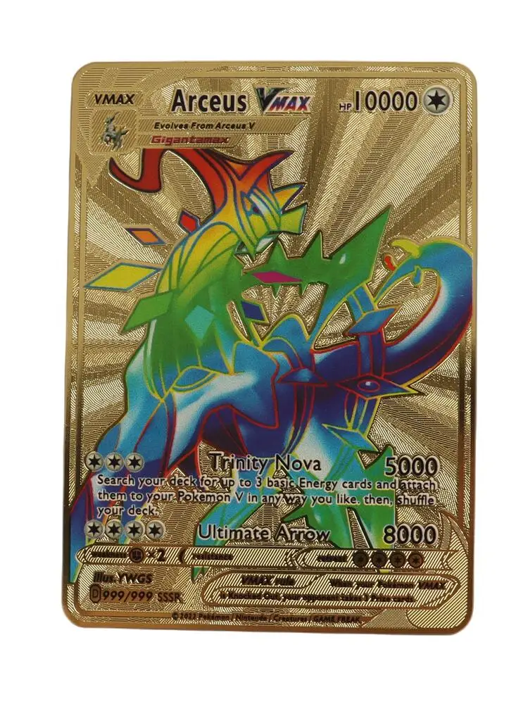 Newest Pokemon metal Cards In English Golden 10000 Arceus Vmax