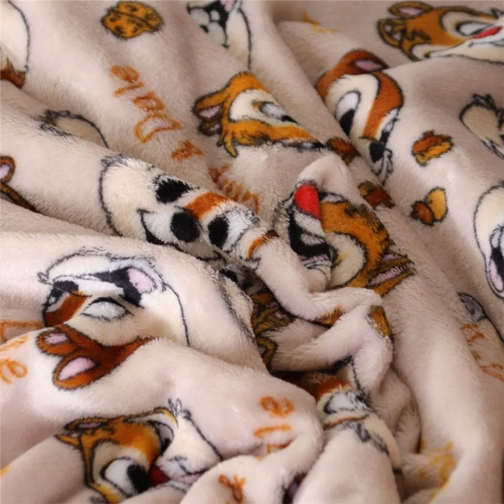 Disney Squirrel Private Pluto Chip N Dale Lekki pluszowy koc na łóżko Sofa Samolot Flatsheet Pościel Rzut Baby Coral Velvet