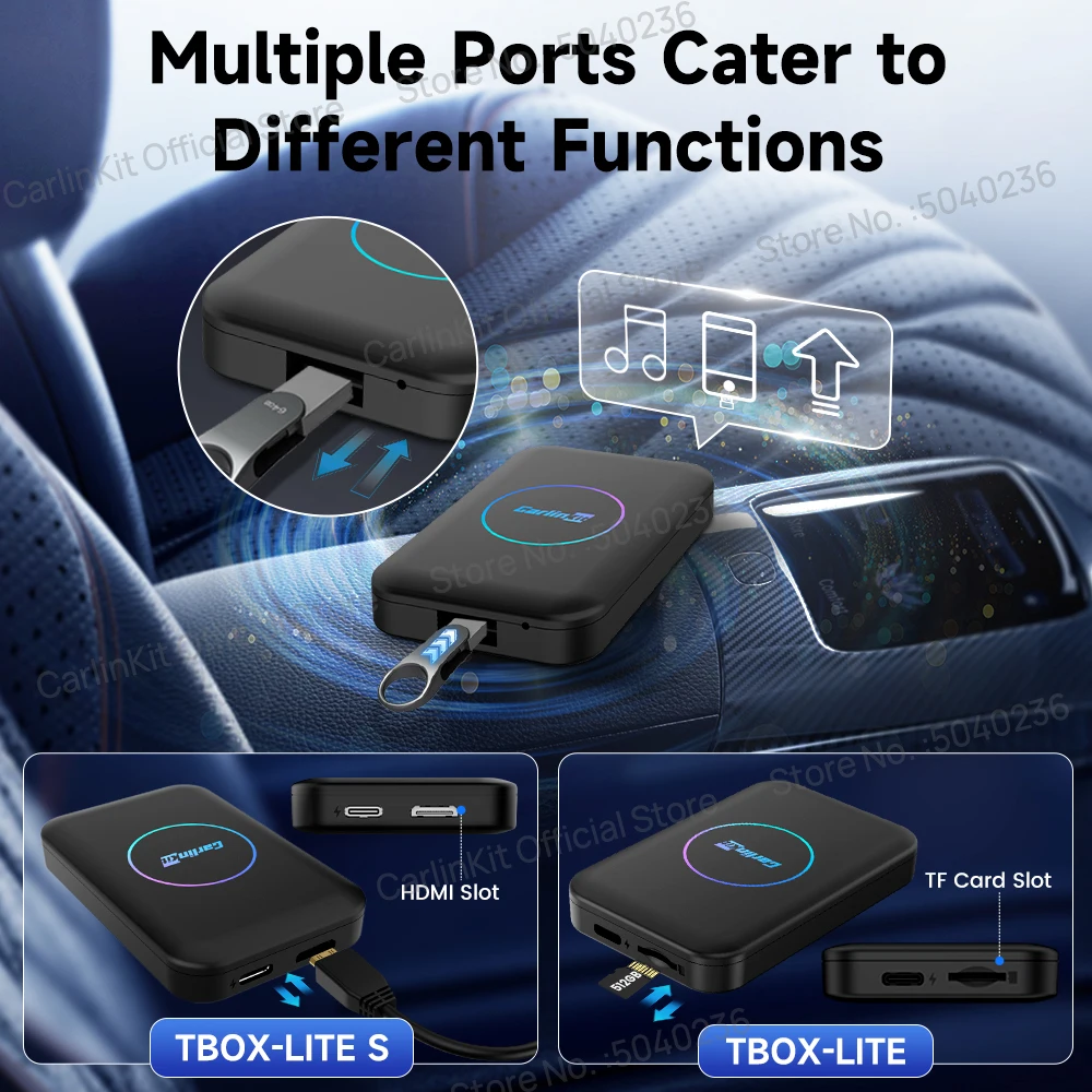 CarlinKit CarPlay Android TV Box Lite سلكي إلى سيارة لاسلكية تشغيل Android Auto محول مع صندوق بث الفيديو HDMI لسيارة OEM