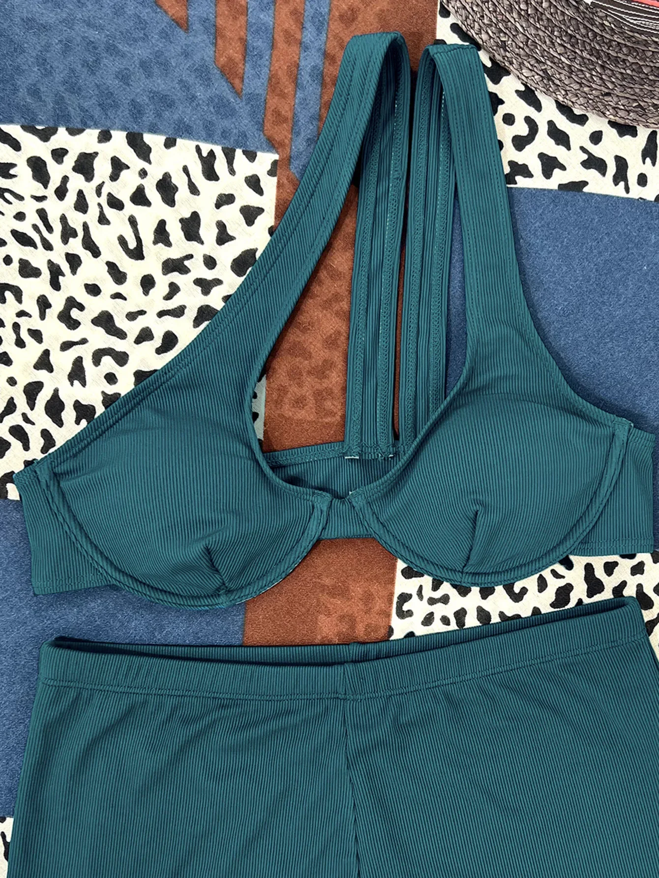 Swimsuit Women Bikinis 2024 One Shoulder Swimwear Womens Two-piece Swimsuit Push Up Ribbed Bikini Set High Waist Bathing Suit