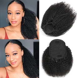 Alipretty Ponytail Human Hair With Drawstring Afro Kinky Curly Ponytail 100% Remy Brazilian Hair Ponytail Long Curly Ponytail