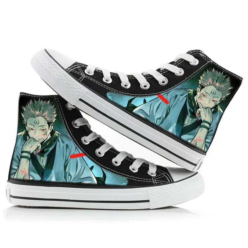 Bandai Anime Jujutsu Kaisen Canvas Shoes Satoru Gojo Cartoon Printing Sneakers Basketball Shoes Casual Comfortable Flat Shoes