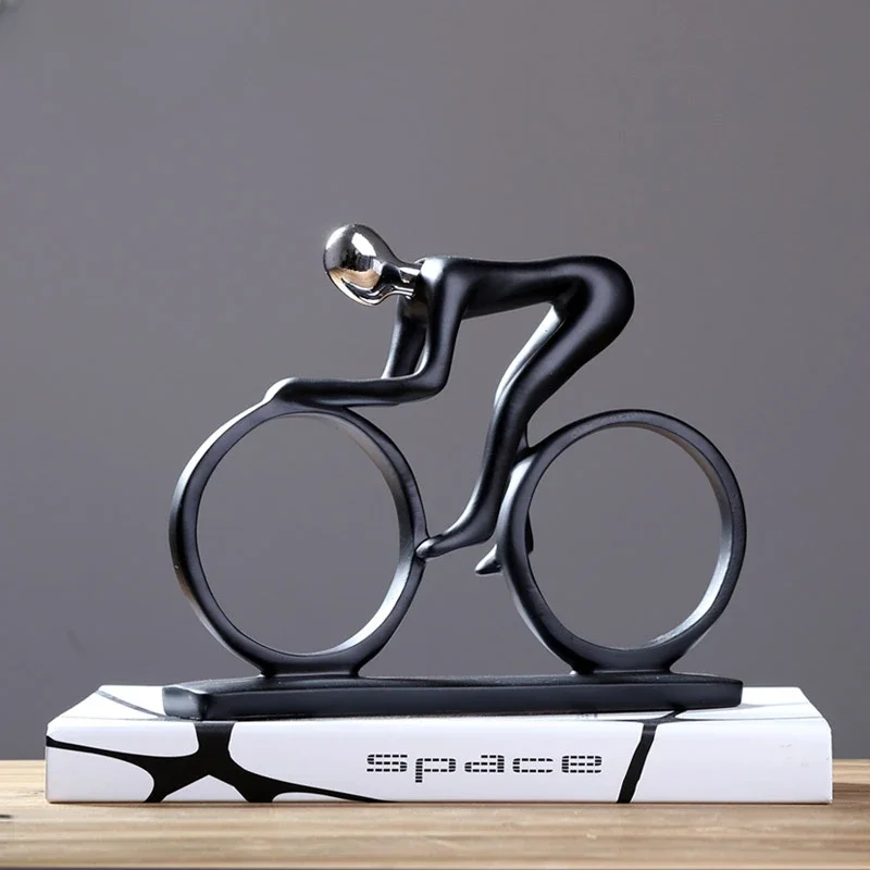 Bicycle Statue Champion Cyclist Sculpture Figurine Modern Abstract Art Athlete Home Decor New Room Decoration Ornaments