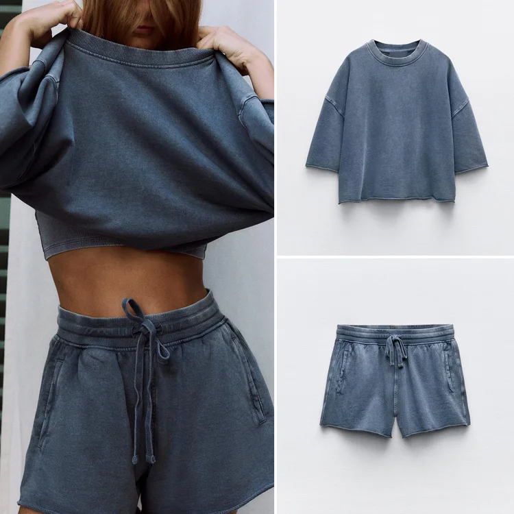 New Summer Women's Short Sleeve Sweatshirt Casual Shorts Set Comfortable Breathable Fashionable Chinese Style Top And Bottoms