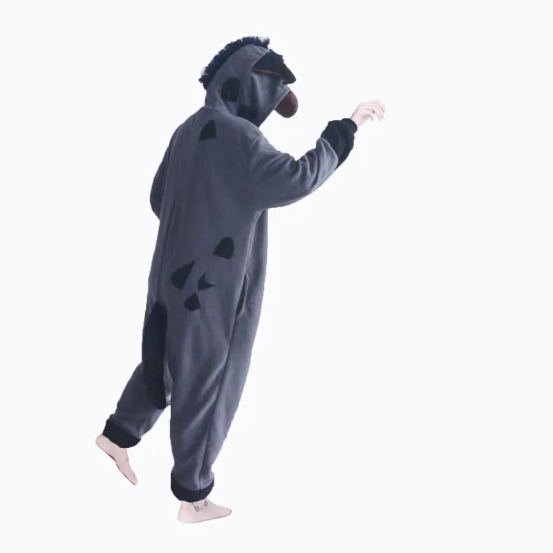 Men Zipper Animal Hyena Kigurumi Cartoon Pajamas Ladies Pink Bear Cosplay Festival Homewear Adult Dog Winter Warm Suit