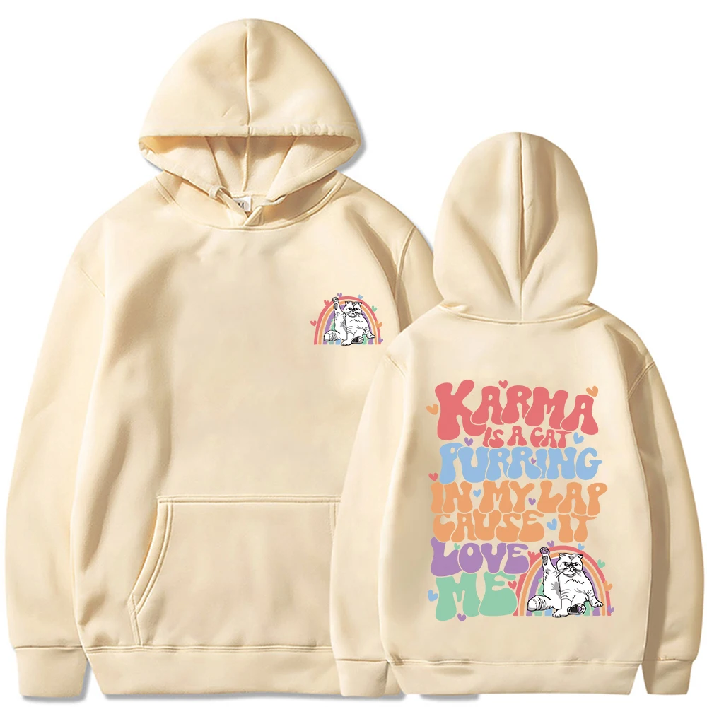 Midnights Retro Crewneck Sweatshirt Karma Is A Cat Hoodie Kawaii Cat Sweatshirts Unisex Streetwear Sweatshirts Fans Gifts