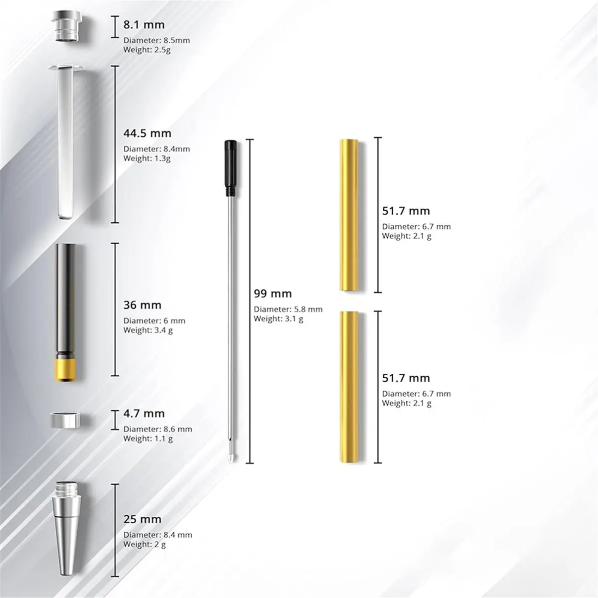 DT57 LATEST MODEL Pen Kits for Woodturning 10 Pack Gold-Silver 20 Pieces of Hardwood Turning Blanks-Pen Making Tools Pen for DIY