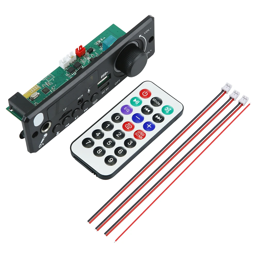 6W Amplifier Car FM Radio Module TF USB Bluetooth-Compatible 5.0 Audio Module Microphone Record Audio MP3 Player Hands-Free Call