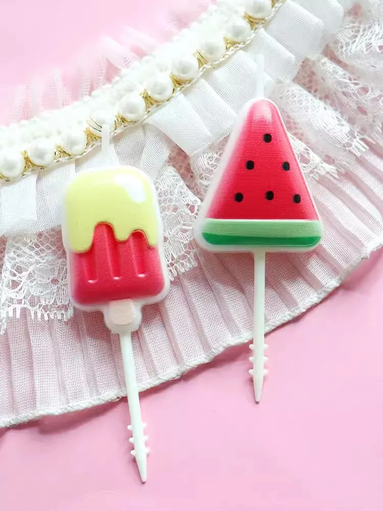 3PCs Candle Watermelon Happy Birthday Summer Juice Candles Party Cake Decoration Ice Cream Candles Anniversary Supplies