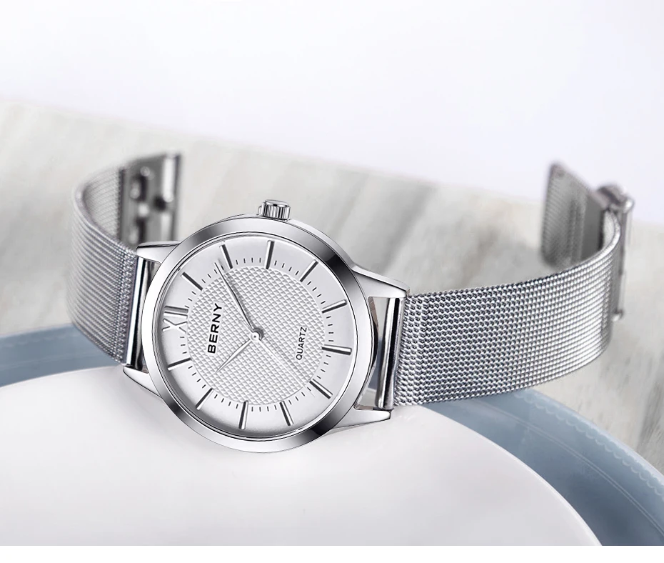 BERNY Uhren für Herren, schlanke, lässige, modische Quarz-Armbanduhren, Herrenuhr, klassisch, minimalistisch, wasserdicht – Detail 9