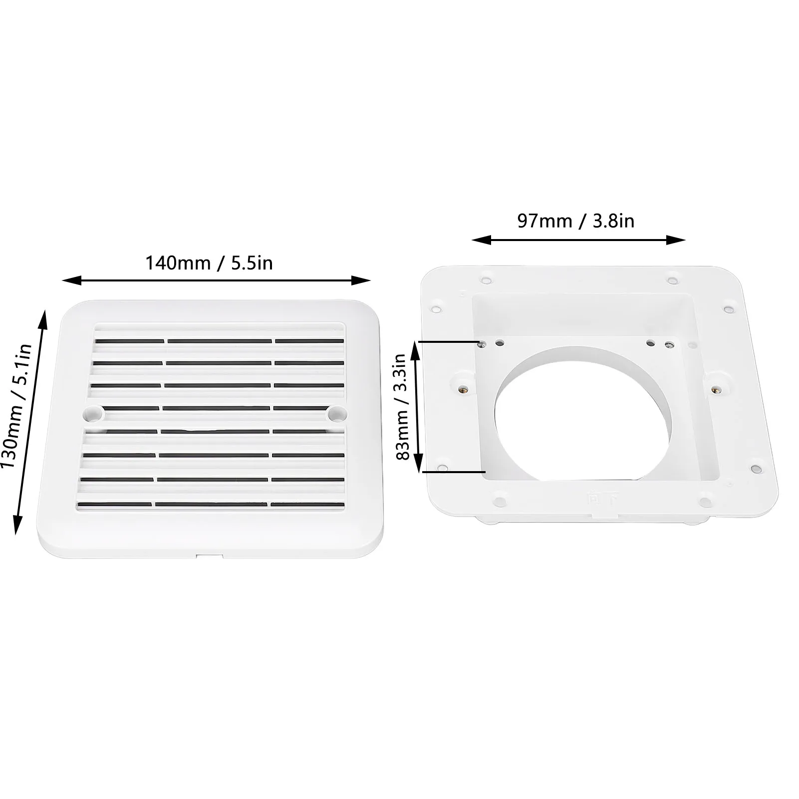 RV Side Vent Grille Waterbestendig Luchtuitwisseling Veelzijdig RV Ventilatie Outlet Grille voor Camper Trailer Boot Caravan Jacht