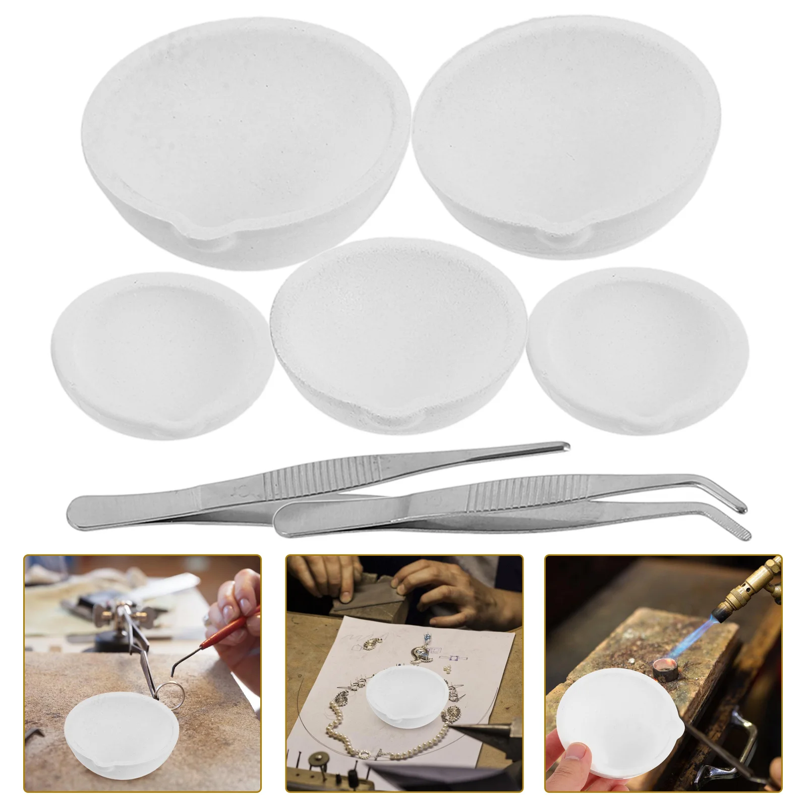 

1 Set Of Quartz Crucible Bowl For Melting Metal Silver Gold Copper Alloy Lab Crucible High Temperature Resistant Durable For