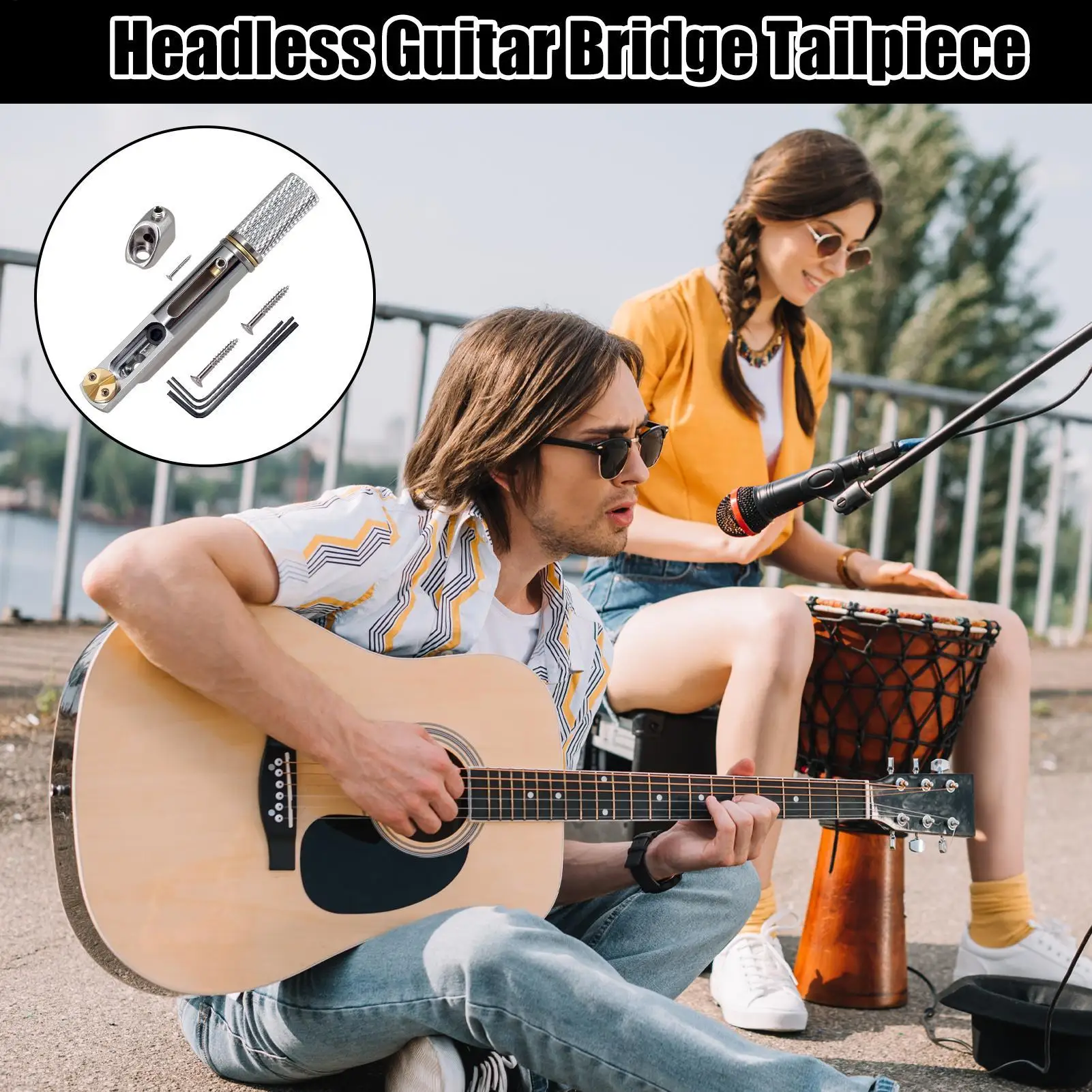 Headless Electric Guitar Bridge String Device Replacement Headless String Instrument Split Bridge For Music Performance Playing