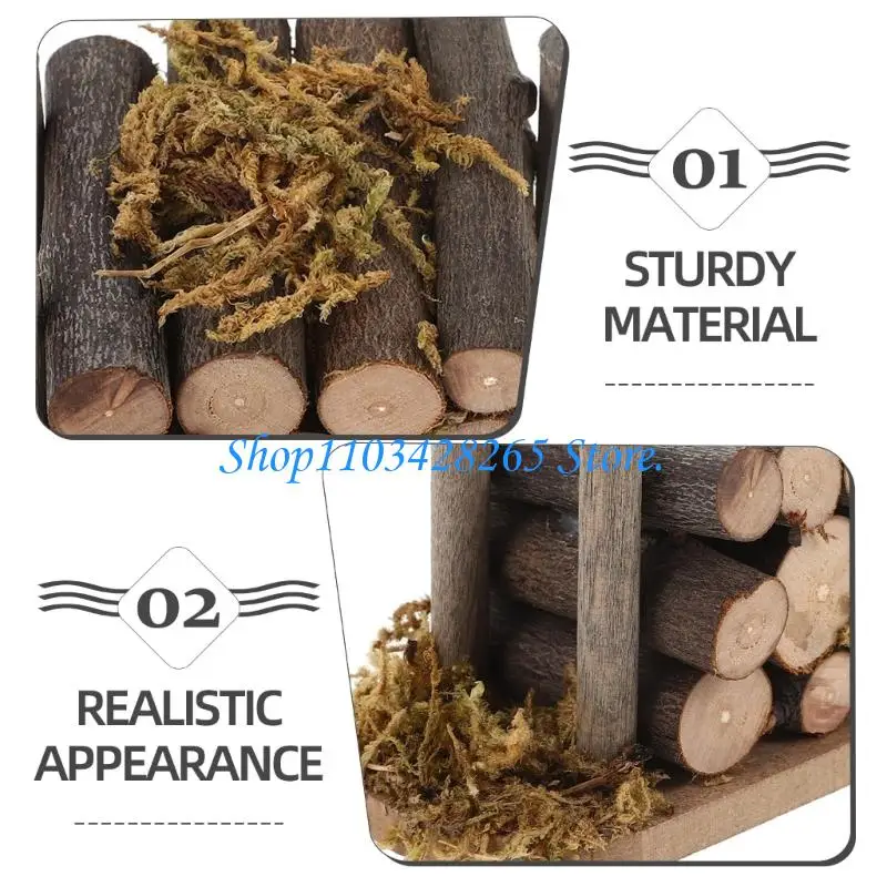 Mały drewniany stos drewna opałowego do wyświetlania w ogrodzie miniaturowe akcesoria krajobrazowe DIY z kolorowymi szczegółami