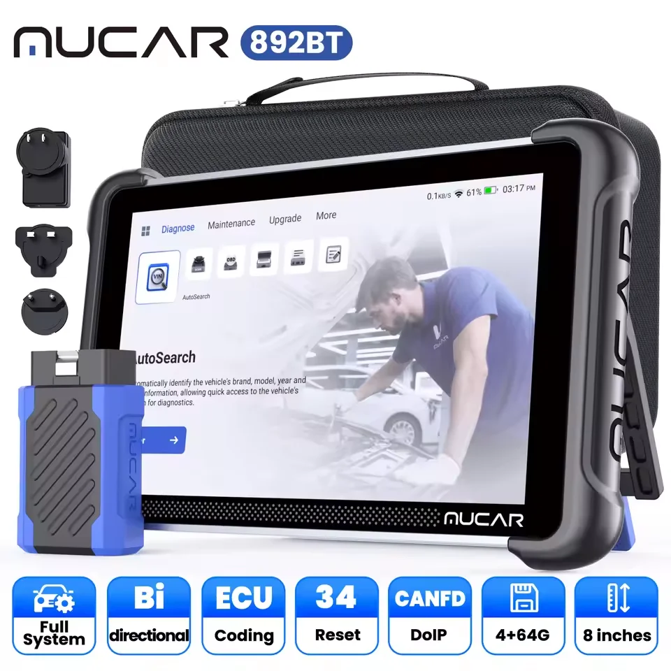 MUCAR 892BT Obd2 Diagnostic Tools Lifetime Free Update Auto OBD2 Scanner All System CAN FD/DOIP Active Test 34 Reset ECU Coding