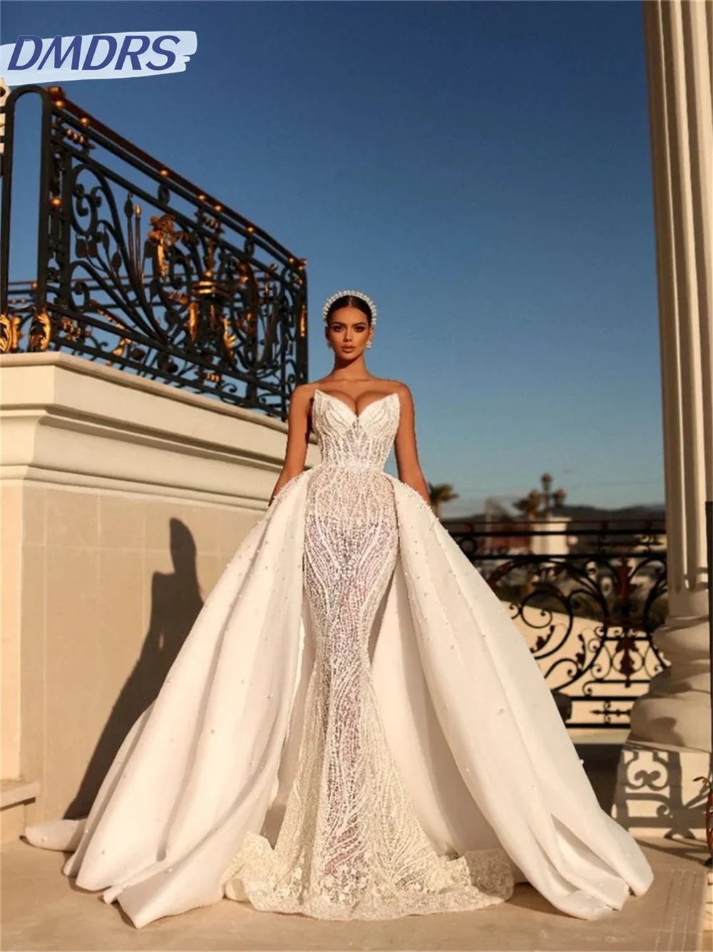 

Sexy Sleeveless Wedding Dresses 2024 Charming Detachable Skirt Bridal Gown Elegant Mermaid Floor-Length Party Vestidos De Novia