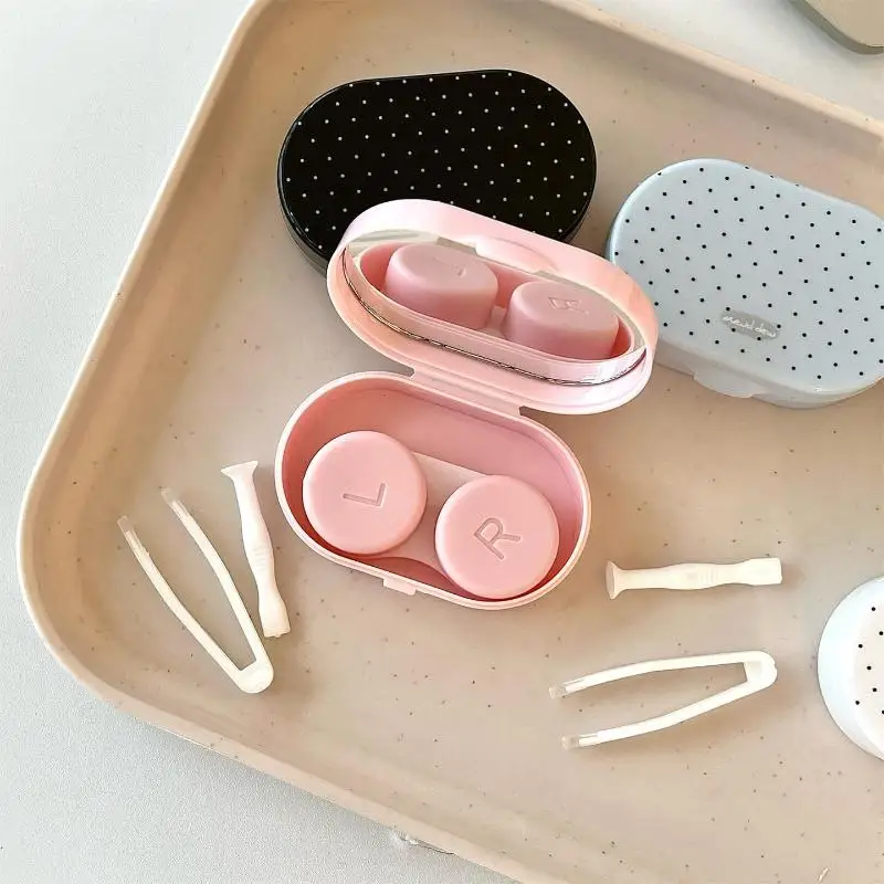 Contact Lens Storage Box Lightweight Polka Dot Contact Lens Case Contact Lens Case Soft-Shell For Daily Home Use Business Trips