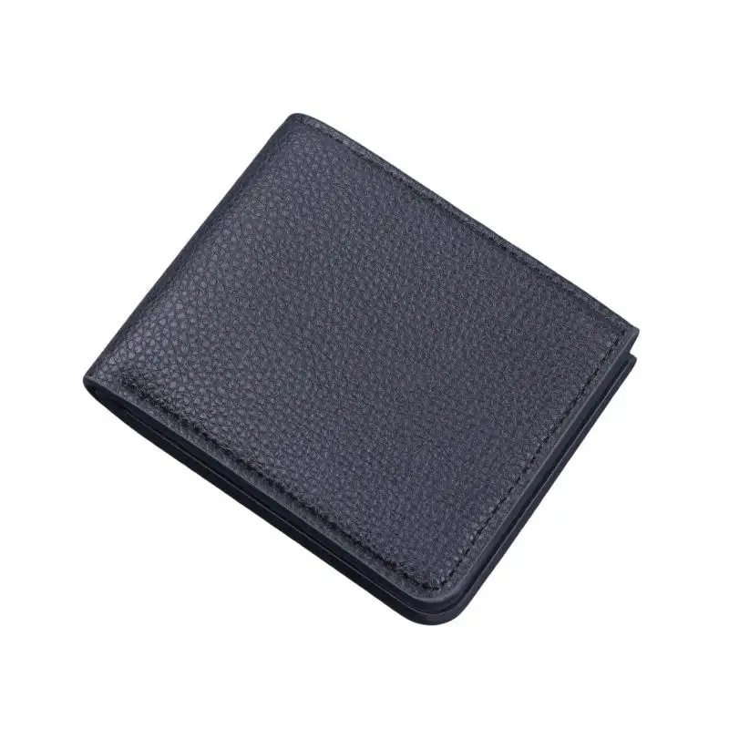 Retro Minimalistisches PU-Leder Herren-Portemonnaie Schwarz Kaffee Große Kapazität Mehrere Taschen Zweifach Faltbarer Ausweishalter für Männer und Frauen – Detail 4