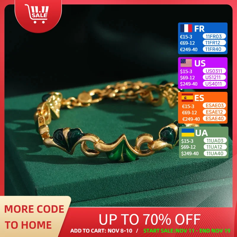 

Vintage Heart Bracelet Charms Woman Gold Color Bangles For Ladies 2025 Luxury Jewelry Designer Gifts My Girlfriend Valentine