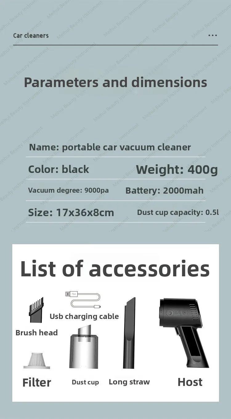 High Power Wireless Portable Handheld Wet Dry Dual-use Small Household Car Dual-use High-power Vacuum Cleaner