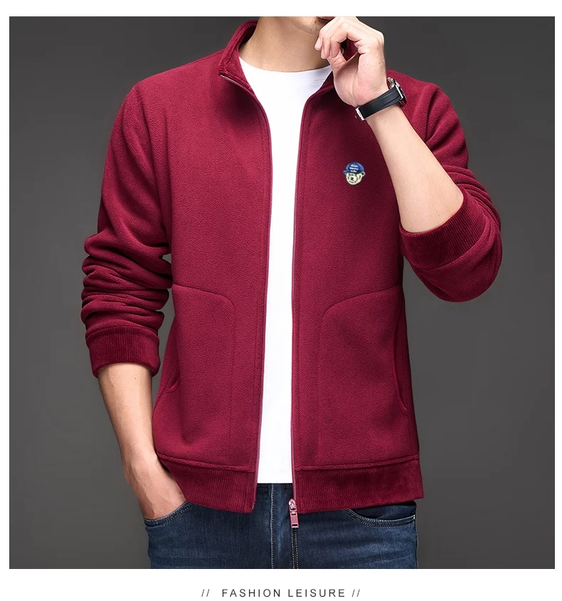 Fashionable hot selling men original brand exquisite teddy bear embroidered zipper cardigan autumn and winter velvet warm jacket