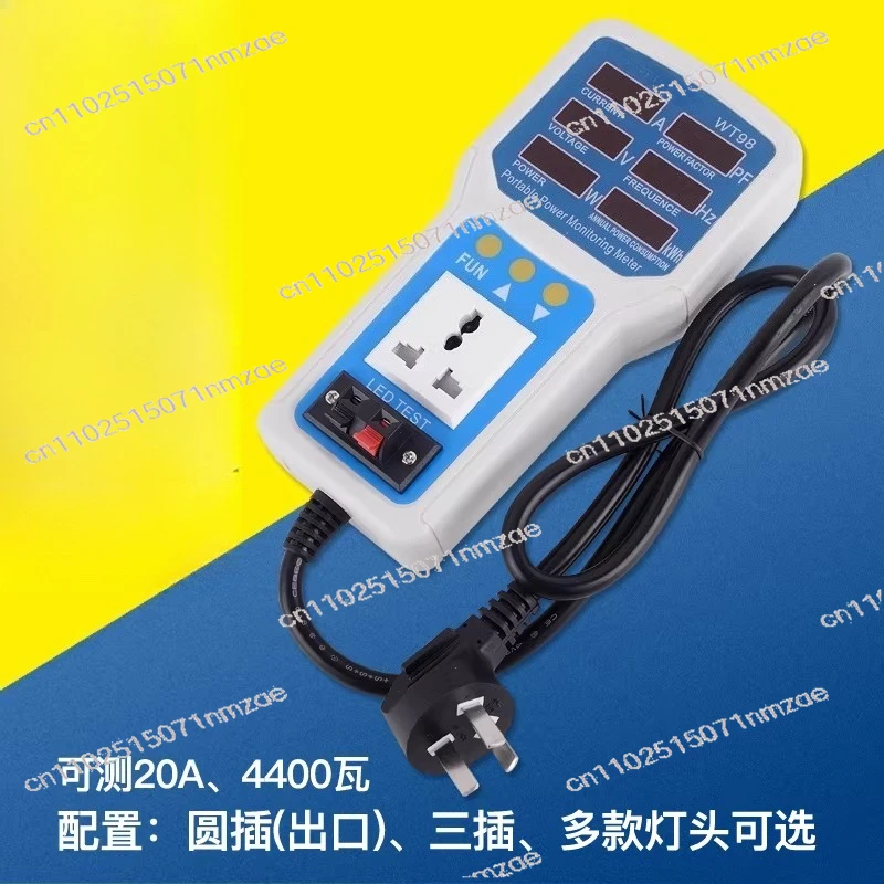 WT98 Handheld Power Monitor 4400w20A Electric Appliance Refrigerator Lighting Wattage Meter Power Meter