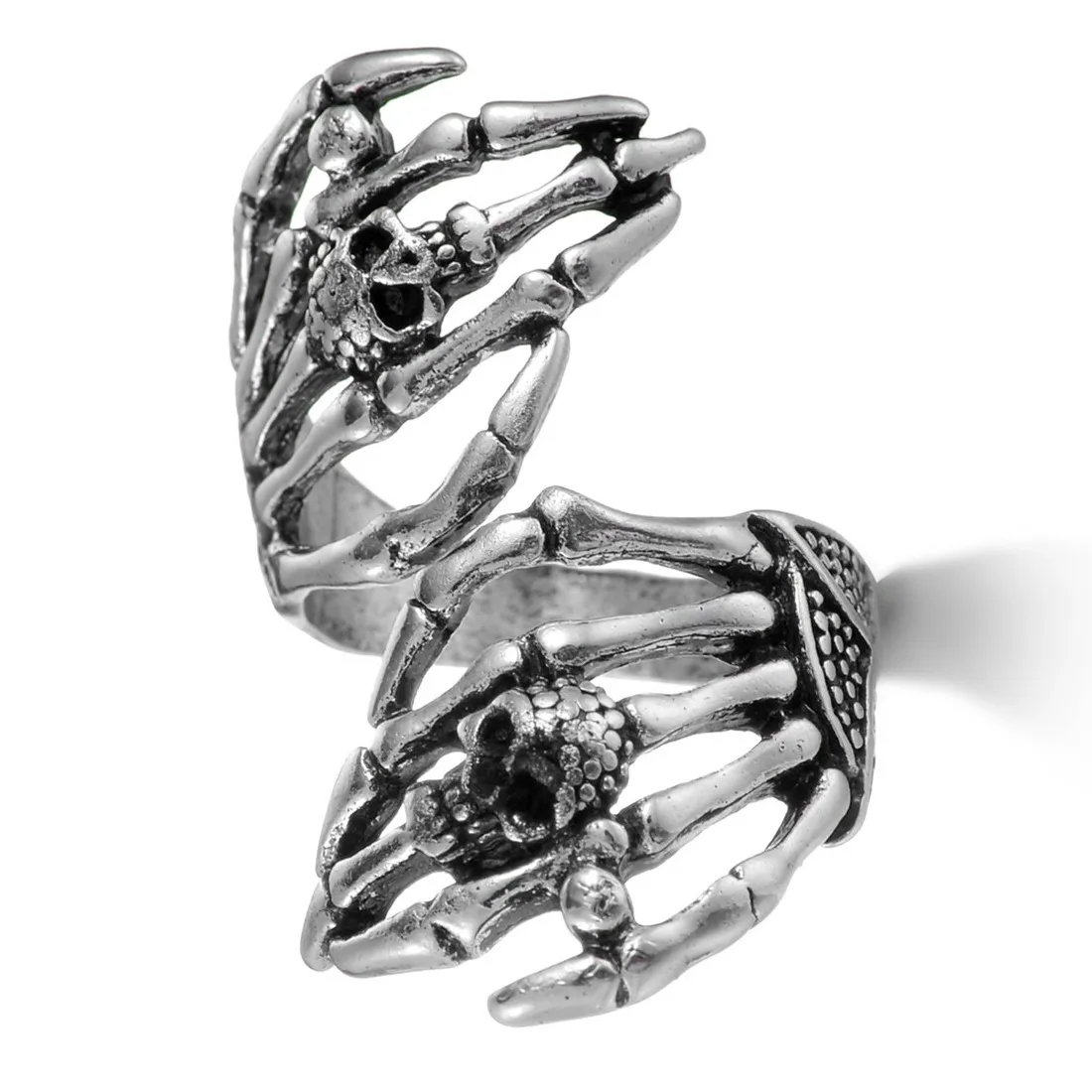 Punk Skull Silver Color Rings for Men Goth Hand Skeleton Black Couple Emo Fashion Jewelry Anillos Hombre