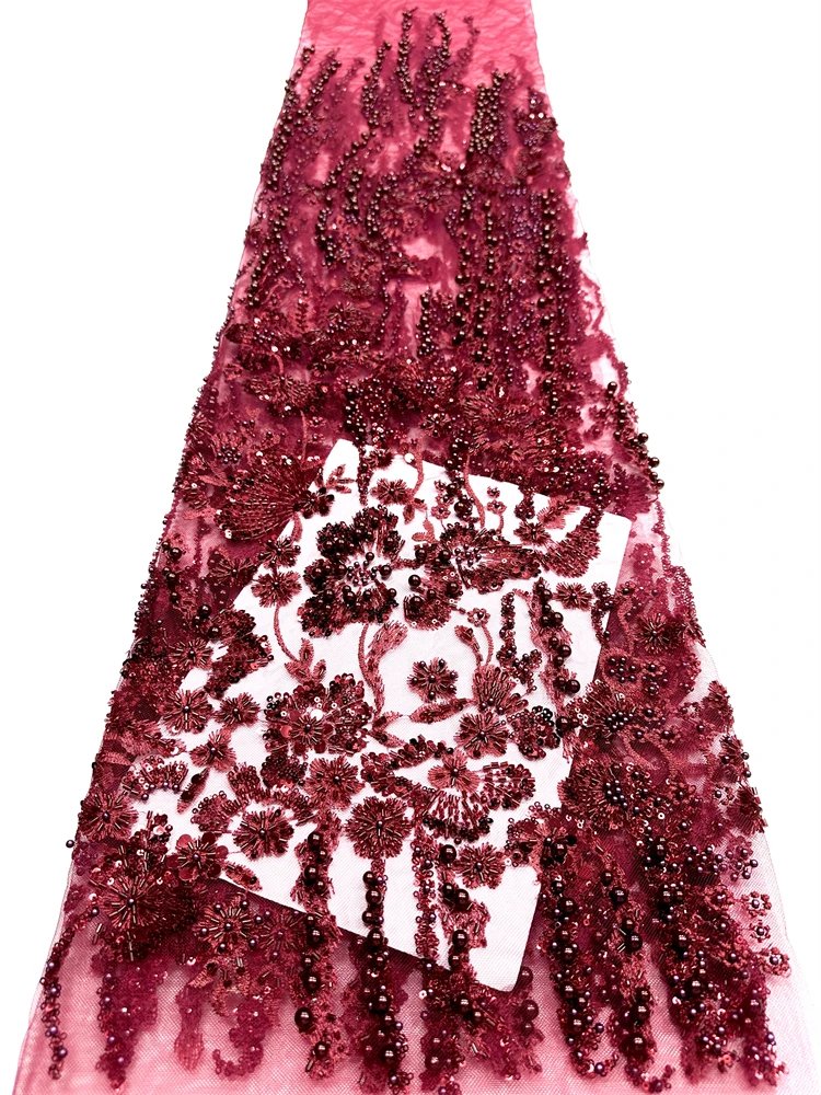 2026 African Lace Fabric Sequins Beaded Embroidery Groom Nigerian Bridal High Quality French Tulle Lace Fabric For Wedding