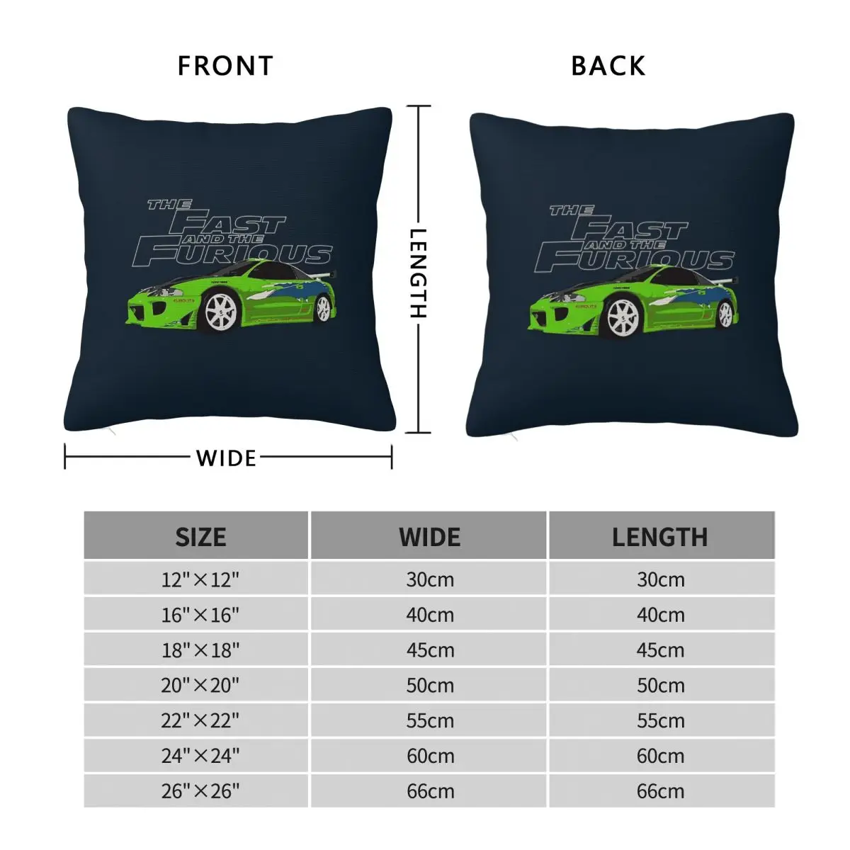 Fast Furious Eclipse Dsm Green Square Pillowcase Polyester Linen Velvet Creative Decorative Pillow Case Car Cushion Cover 18