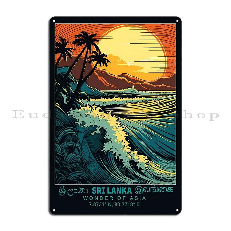 Serenity In Sri Lanka Golden Beach Sunset Travel Poster Metal Signs Decoration Painting Print Club Design Tin Sign Poster