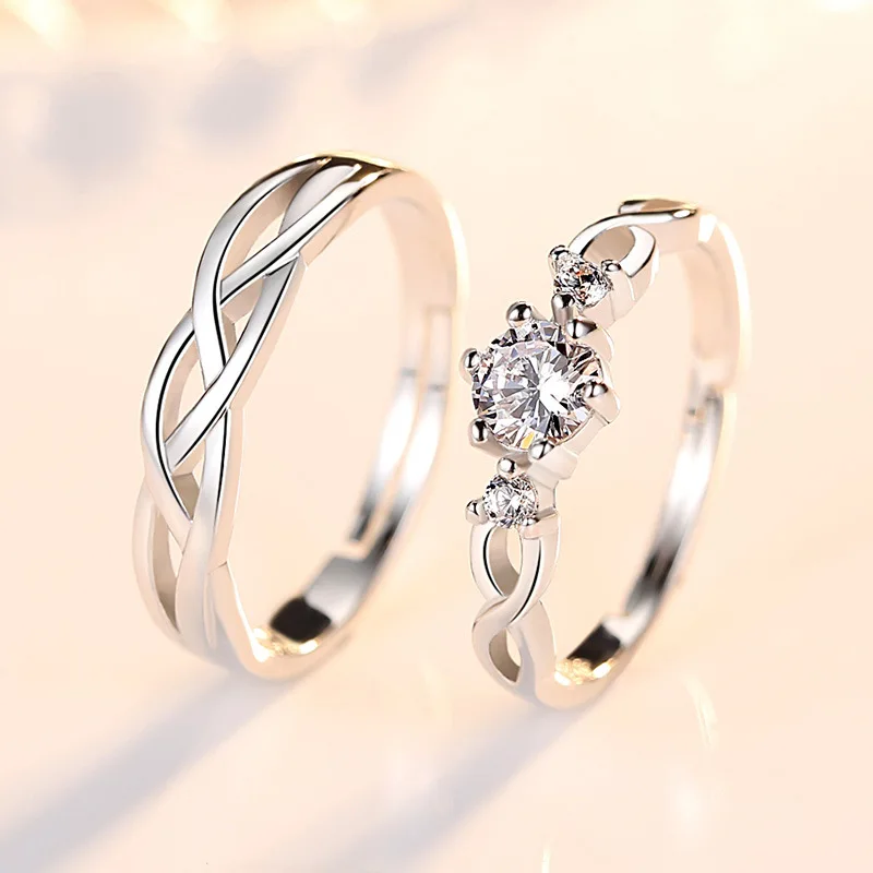 Lady's 925 Sterling Silver Fashion Jewelry New Crystal Zircon Couple Rings For Men XY0348 - Image 3