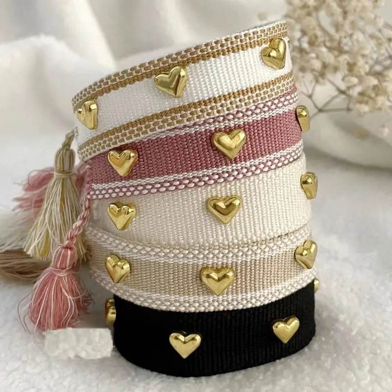 Heart Studded Bracelet Vintage Tassel Men Women Bracelet Fashionable Arm Stacking Jewelry