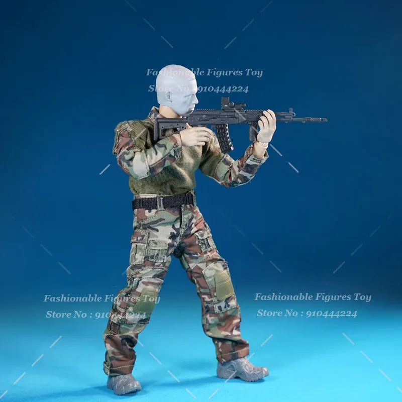1/12 Men Soldier T-Shirts Combat Military Army Camouflage Long Sleeve Tops Pants Belt Tactical Clothes Fit 6Inch Action Figure