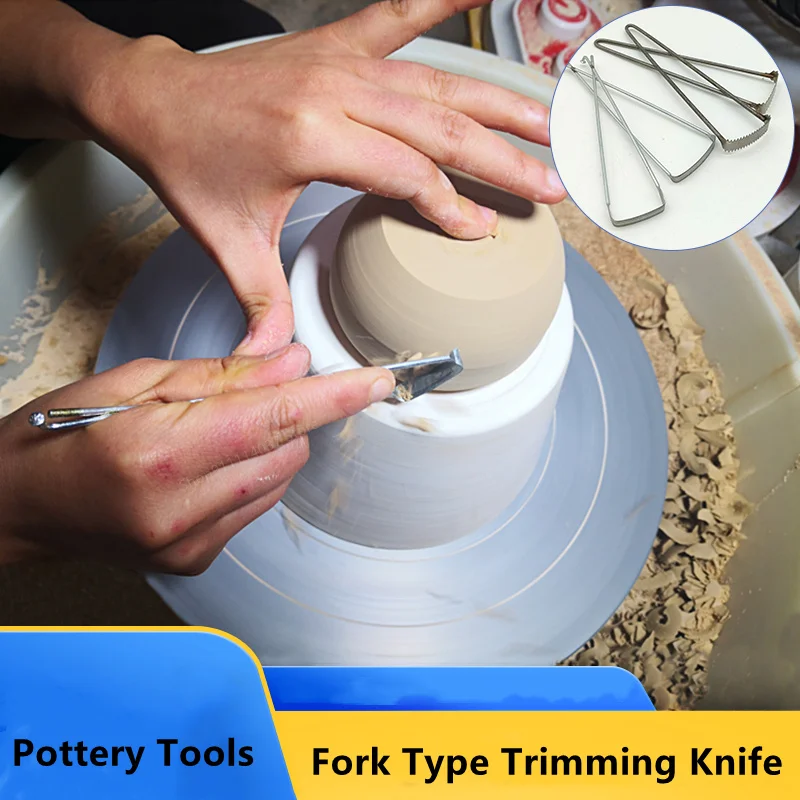 Pottery Fork-Shaped Blank Trimming Knife Serrated Scraper Knife Trimming Ceramic Blank Sculpture Modeling Blank Trimming Tools